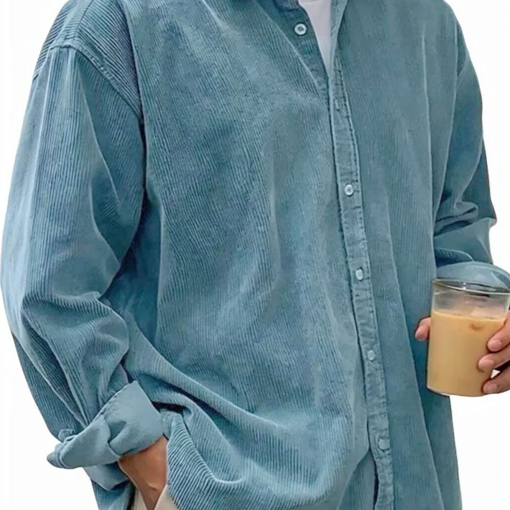 남성용 코듀로이 셔츠, 긴팔, 캐주얼 스타일, 넉넉한  - Corduroy Button Up Shirt Men 리뷰 및 가격