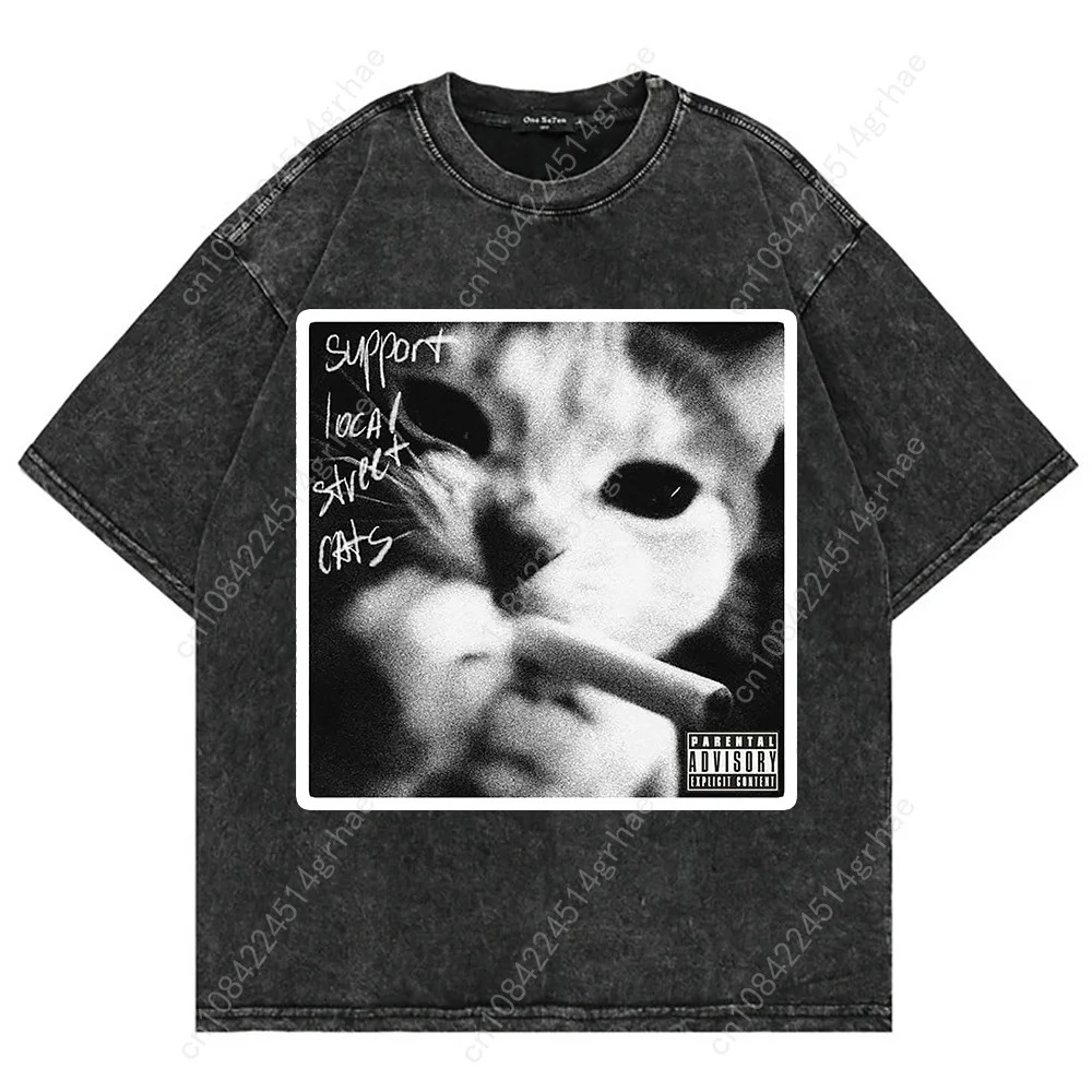 100% 코튼 빈티지 워싱 Y2K 재미있는 고양이 미e - Acid Wash Vintage Graphic T Shirt 리뷰 및 가격