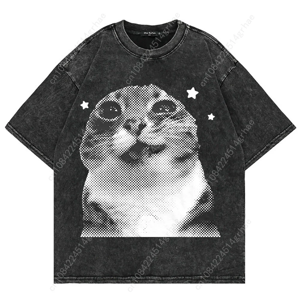 100% 코튼 빈티지 워싱 Y2K 재미있는 고양이 미e - Acid Wash Vintage Graphic T Shirt 리뷰 및 가격