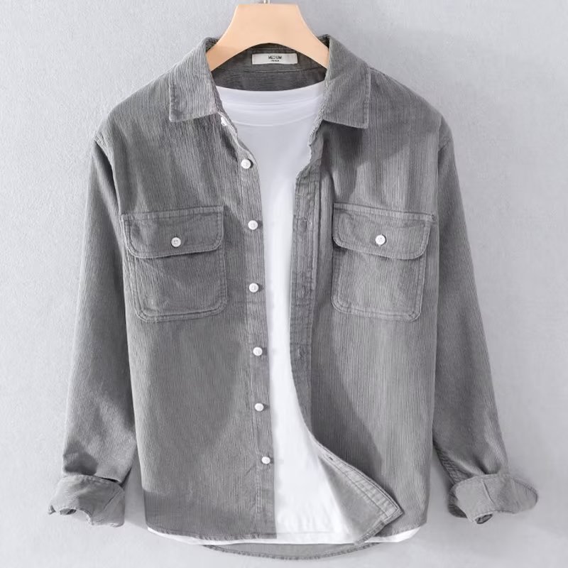 남성용 코듀로이 셔츠, 단색, 긴팔, 캐주얼 스타일,  - Corduroy Button Up Shirt Men 리뷰 및 가격